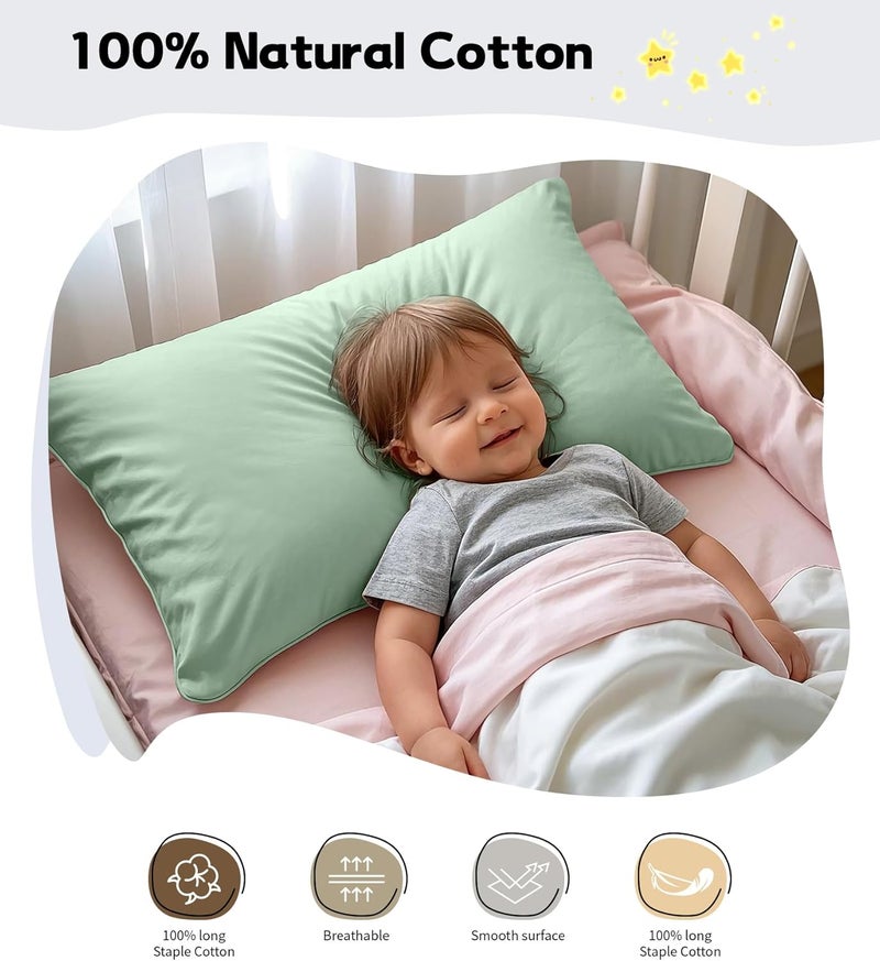DEEPDREAM Toddler Pillowcases for 13x18 Pillow 2 Pack, 100% Cotton Travel Pillow Case Cover, 600 Thread Count Cotton Pillow Covers, Soft & Breathable Small Pillow Cases Envelope Closure, Zephyr Green - Image 3
